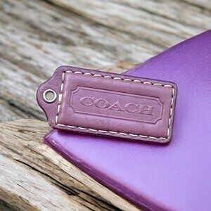 Coach Medium Pinkish Brown Leather Key Fob Hang Tag Bag Charm